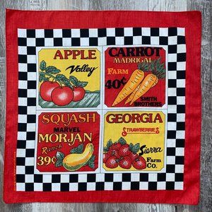 Fruit and Vegi Checkerboard Bandana